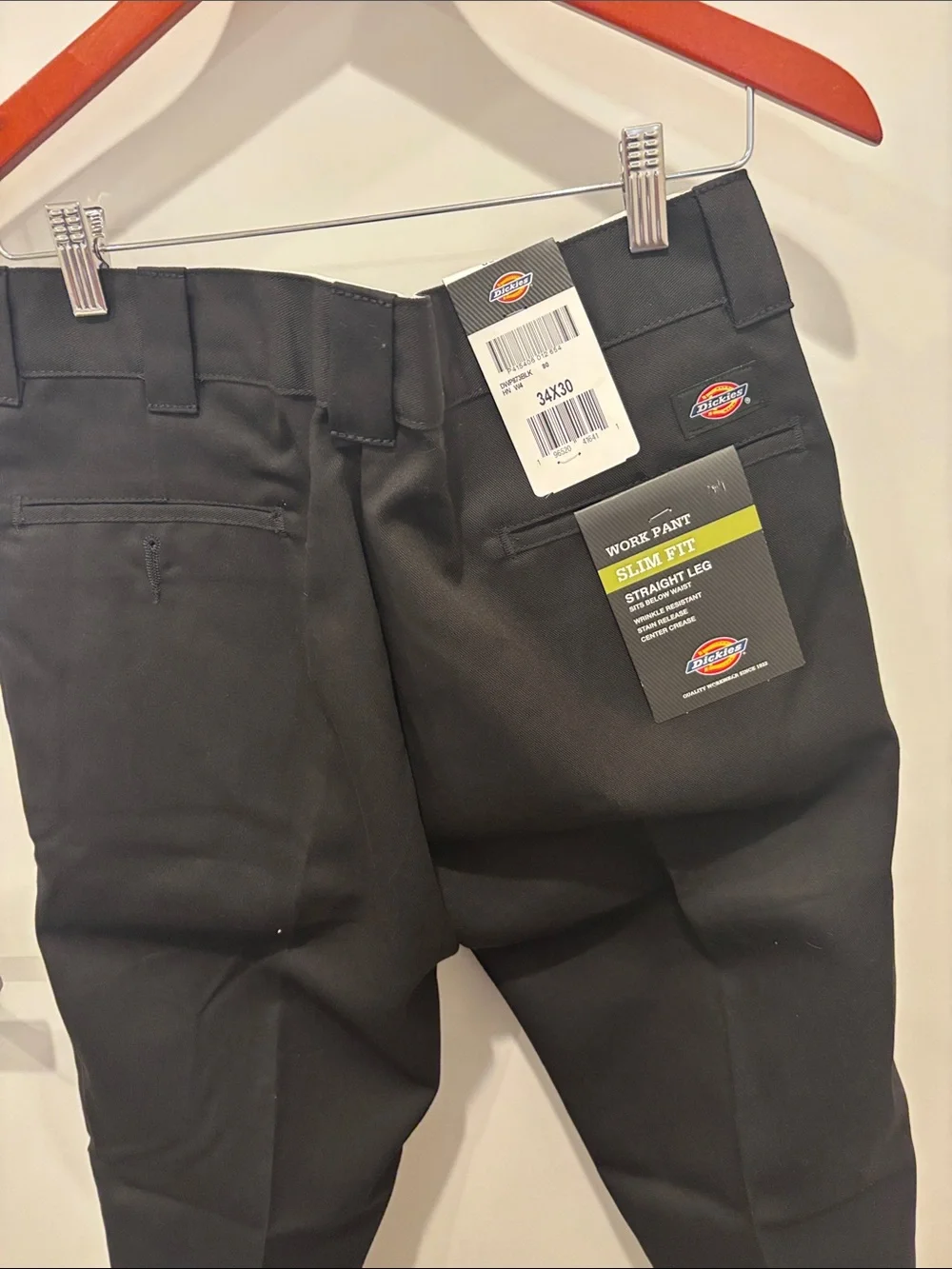 Dickie’s Men's 34x30 Black Work Pants - Classic Straight Fit